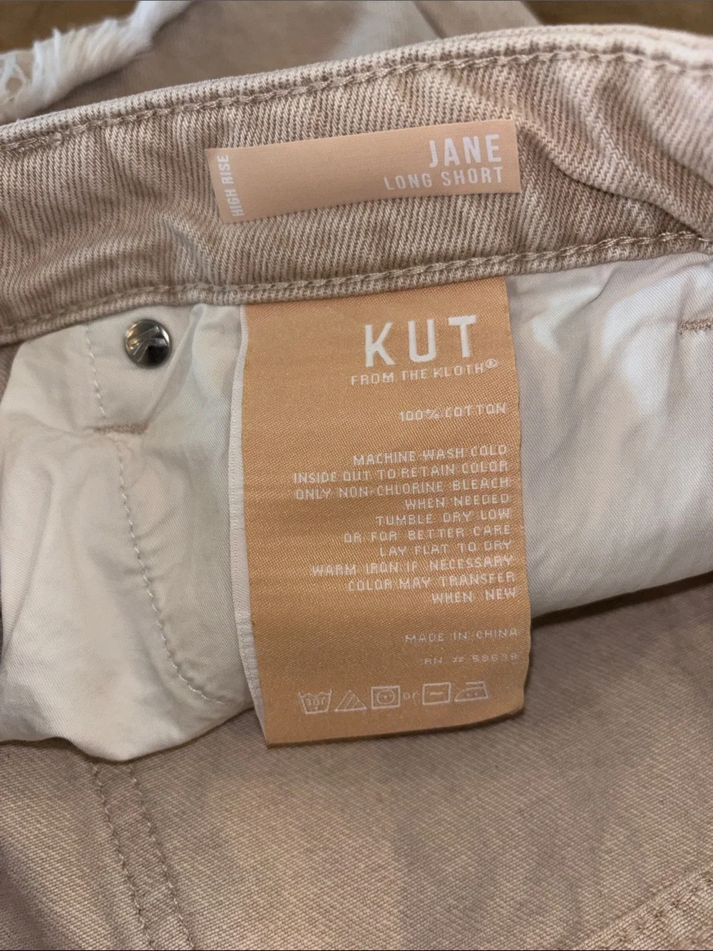Kut From The Kloth Jane High-Rise Long Shorts Distressed Denim 100% Cotton 10